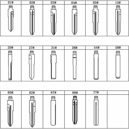 Remote chain #02 #31B #15 #22 25 27 29 31 38 #51 #54 #62 #77 Key Blade Car key embryo For Car Key Embryo replacing the key head