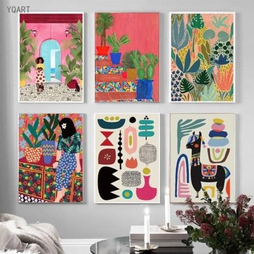 Multicolored Abstract Garden PLants Wall Art Canvas Painting Picture Posters and Prints Modern Gallery Aisle Unique Home Decor