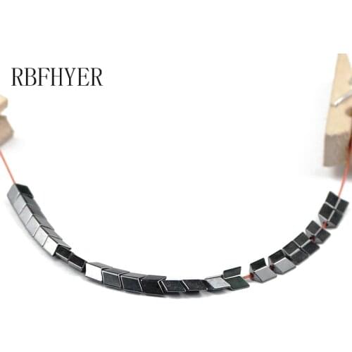 RBFHYER 4/6/8MM Natural Stone Triangle pointer Arrows Black Hematite beads Loose Space Beads for Jewelry Making DIY bracelets