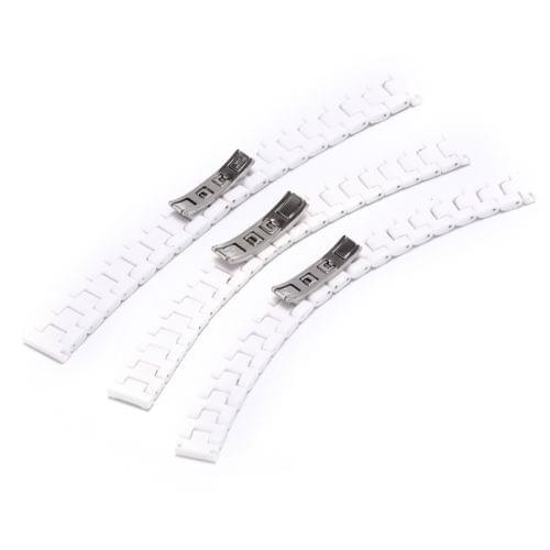 14mm 18mm Fashion Ceramic Watchband White Watch Strap Solid Link Women Wristwatches Wristband Bracelet With Steel Buckle