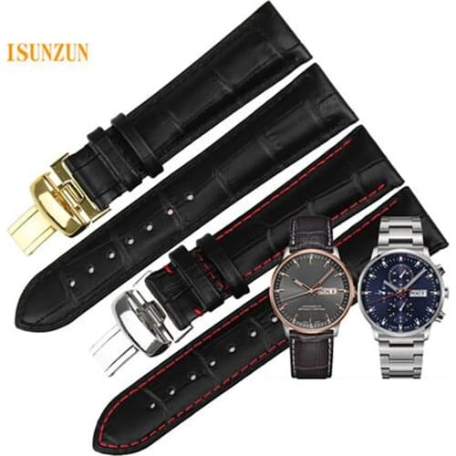 ISUNZUN 21mm Watch Band For Mido M016.430 M021.431 Genuine Leather Watch Straps for MIDO Commander Waterproof Durable Bracelet