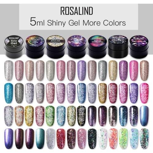 ROSALIND Gel Polish Paint Neon Gel Varnish Hybrid Nails Manicure Semi Permanent UV LED Base Top Coat Nail Gel Polish 5ML