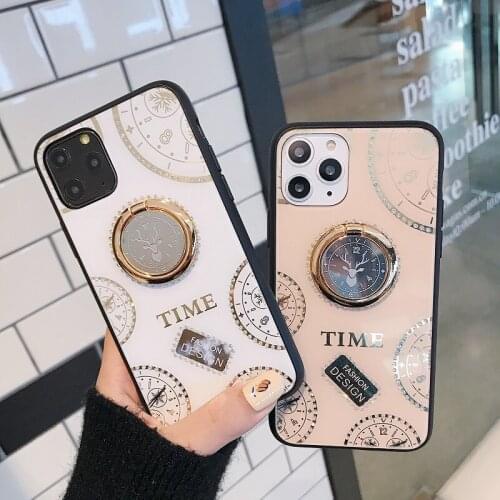 Luxury Glitter Phone Case For Samsung Note 20 S20 Plus Ultra Mirror Jewelled Ring Holder for A71 A51 A30 A50 A70 Back Cover