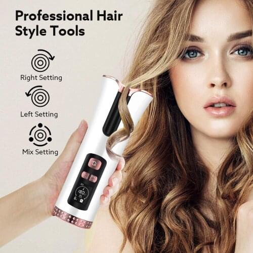 Automatic Hair Curler LCD Display Hair Curling Iron Professional USB Rechargeable Ceramic Wireless Hair Iron Curler