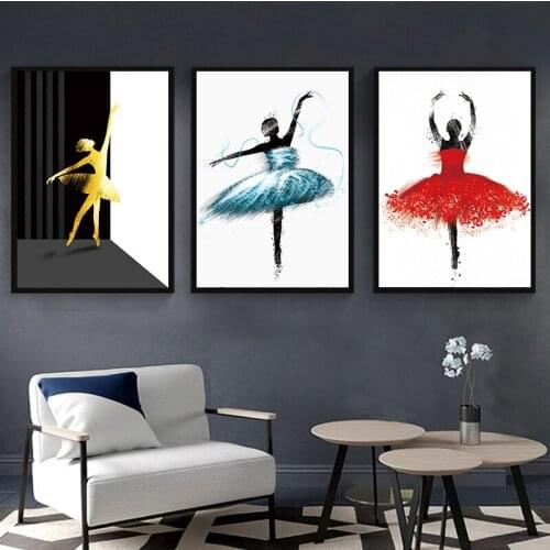 Ballerina Ballet Dance Girl Minimalist Wall Art Decoration Canvas Poster Painting Picture Print for Modern Home Living Room Deco
