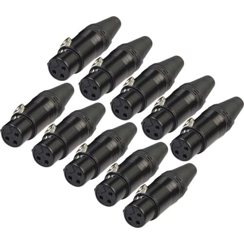 High-quality Cable End 10pcs DIY Microphone XLR 3Pin Female Connector Cable Solder Plug Adapters For XLR audio wire/wire DIY