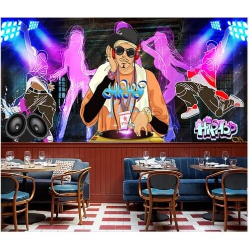 WDBH custom mural 3d photo wallpaper Graffiti dynamic trend music street dance ktv decor living room wallpaper for walls 3 d