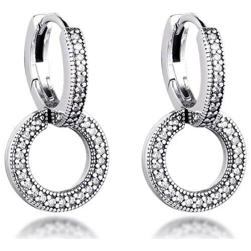 Signature Sparkling Double Hoop Earrings Sterling silver Jewelry Earrings For Woman Gift Fashion Earrings