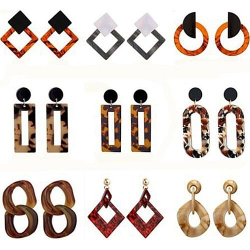 Leopard Acrylic Earrings for Women Accessories Geometric Drop Earring Statement Korean Round Dangle Earings Fashion Jewelry Gift