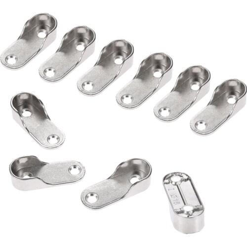 10 Pcs Zinc Alloy Closet Rod End Supports Silver Wardrobe Clothes Tube Support Closet Pole Rod End Brackets Thickening Holder