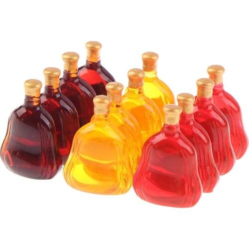 10Pcs Dollhouse Miniature Wine Bottles Pretend Play Doll Food Drink Doll House Accessories