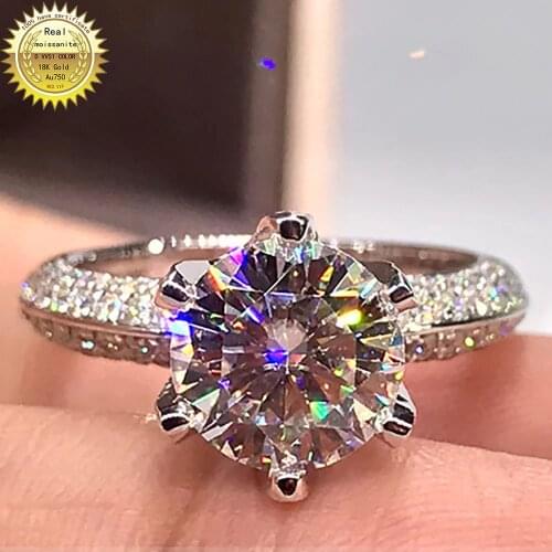 10K Au417 White Gold Ring DVVS Moissanite Diamonds 1 2 3 4 5 Carat Round Wedding Party Engagement Anniversary Ring