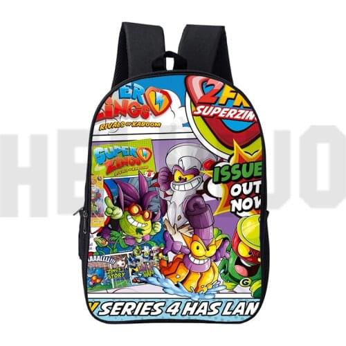 3D Print 16 Inch Anime Superzings Bookbag Zipper Super Zings Series 5/6/7 Backpacks School Bags for Teenage Girls Sac A Dos