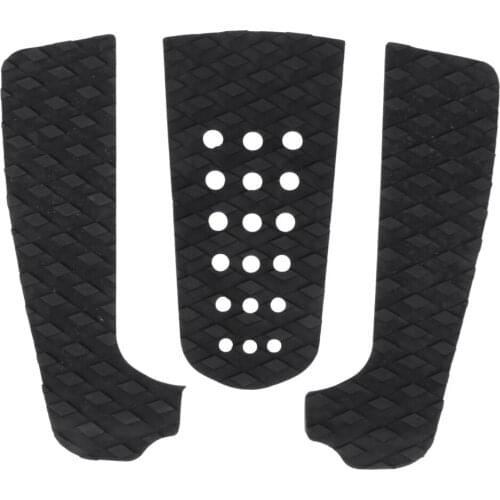 3pcs Traction Surfboard Tail Pad Deck Grip Mat Shortboard Skimboard Decor - Black