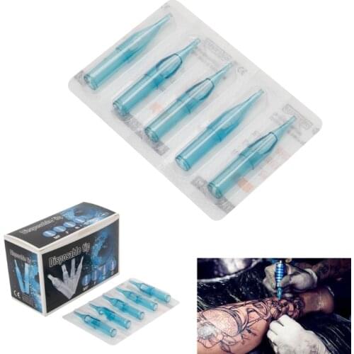 50Pcs/set Sterile Disposable Tattoo Nozzle Tips For Needle Tube Pick 3RT Blue #11