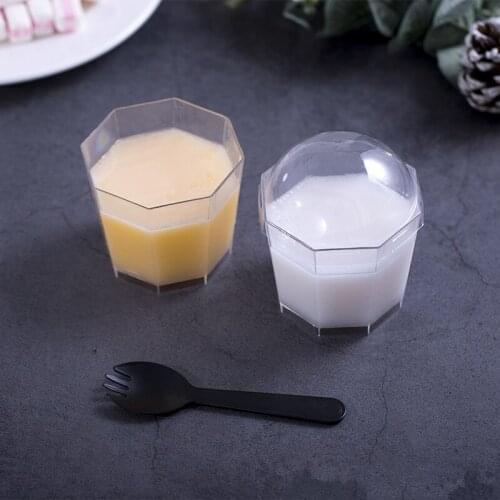 50pcs High quality transparent disposable ice cream cup party birthday favor basking decor dessert plastic cups with lid
