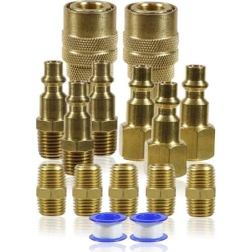 Air Tool Fittings 1/4 Inch NPT Air Compressor Quick Connect Air Fittings 15 Piece Set