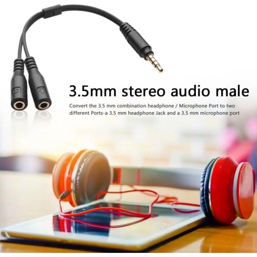 Outdoor Traveling Accessaries Supplies Parts 3.5mm Audio Studio Adapter Cable 1 TRRS to 2 TRS Mic Headset Y Splitter Cord
