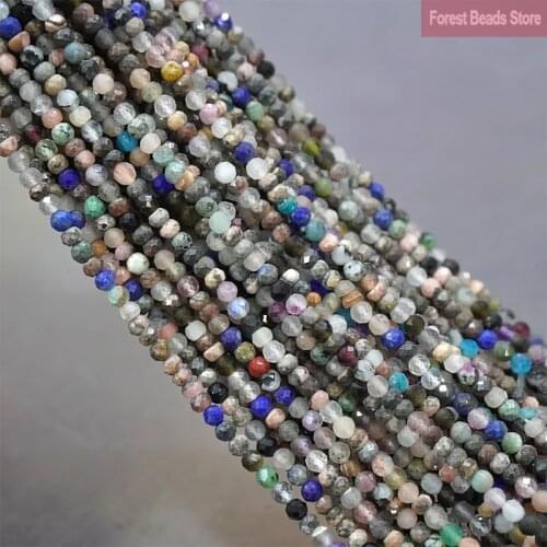 2mm/3mm Natural Stone Faceted Multicolor Mixed Jaspers for Jewelry Making Round Loose Beads DIY Charms Bracelet Earrings 15