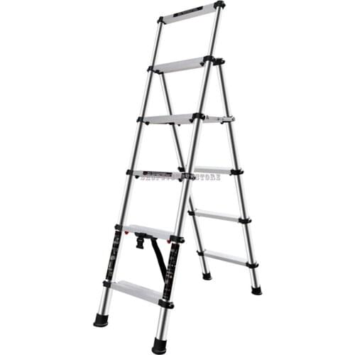 Household aluminum alloy telescopic ladder thickened lifting contraction folding ladder portable herringbone ladder five-step la