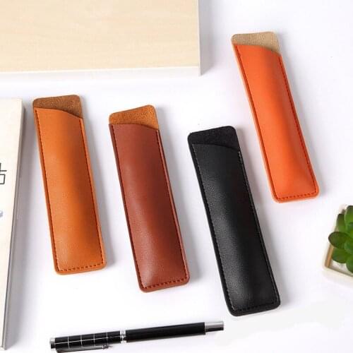 1PCS PU Leather Pen Holder Retro Handmade Cowhide Pen Case Portable Vintage Pen Bag Pen Protector Office School Stationery