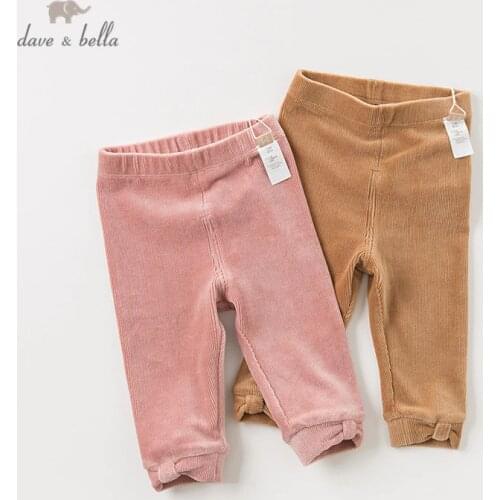 DBM11524 dave bella autumn baby girl fashion pants children full length solid pants infant toddler
