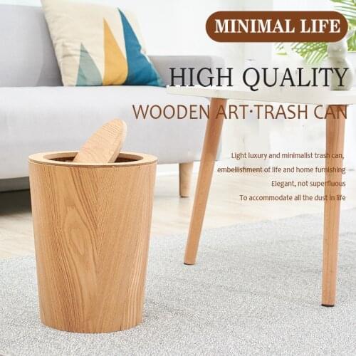 Fuk Thr Nordic Japanese-Style Wooden Trash Can Simple Home Creative Storage Bin Hotel Living Room Trash Can Office Paper Basket