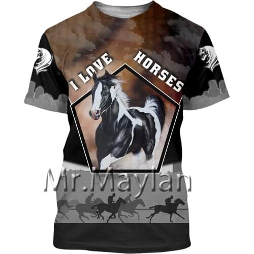 Lover Horse 3D Printed summer mens T shirt Fashion T-shirt Casual Tee shirt/Streetwear Men clothes 2021 Oversized 5XL NR80111