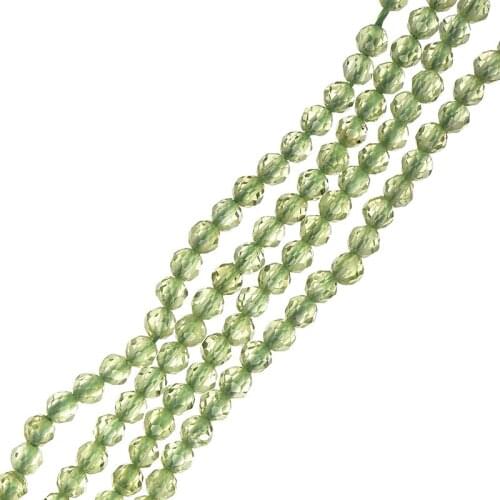 Faceted 3-2mm Light Green Peridot Olivine Stone Handmade Bracelet Necklace Loose Beads 15inch H537