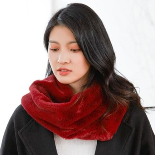 Korean Faux Rabbit Fur Scarf Collar Winter Cashmere Solid Plush Thicken Warm Scarves Snood Women Cycling Windproof Pullover O23