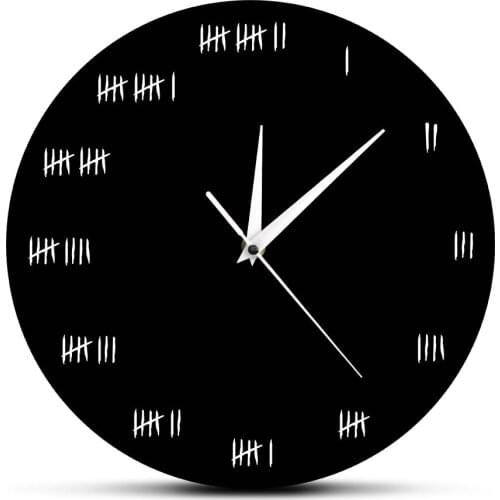 Simple Design Round Decorative Wall Clock Prison Wall Inspired Alcatraz Clock Watches Humorous Wall Decor For Living Room