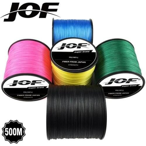 JOF Series 500M 8Strands Multifilament Fishing Line Super Strong PE 5 Colors 22-78LB Braided Fishing Line