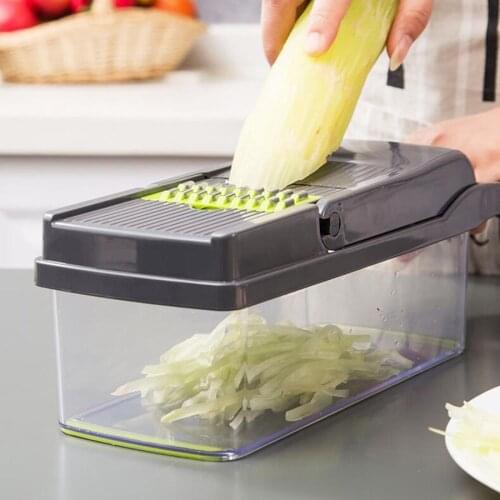 2pcs Tray+Vegetable Tool Chipper Shredder Garlic Meat Chopper Carrot Potato Slicer Salad Machine Kitchen Kitchen
