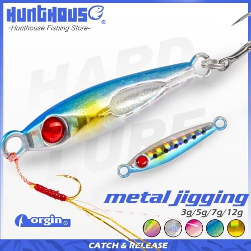 Hunt House metal jig 3g 5g 7g 12g slow fall lead fishing lure micro jig jigging lures origin hook for aji fish jack eye finder
