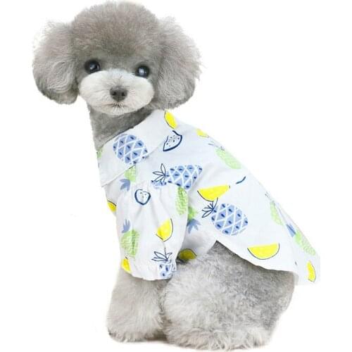 Fashion Pet Dog T-shirt Summer Thin Dog Clothes Fruit Print Puppy Clothing Princess Pet Vest For Poodle Teddy Chihuahua S-XXL