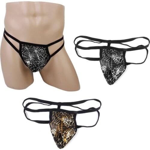 Mens Spider Web Posing Pouch Jock Strap Briefs Thong T-back G-string Underwear