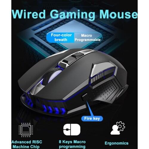 Wired Game Mouse Mechanical Mouse 8 Buttons Macro Programming Ergonomic Desktop USB Notebook Office Home Eating Chicken Mouse