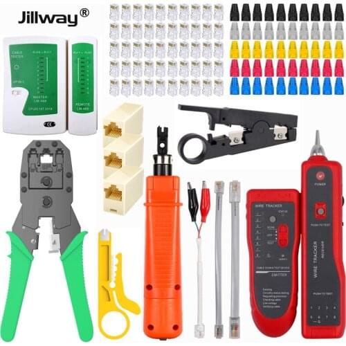 Jillway RJ45Network Repair Tool Kit tester CAT5CAT5ECAT6 LAN Crimping pliers Portable Cable Tester Tracker Line maintenance tool