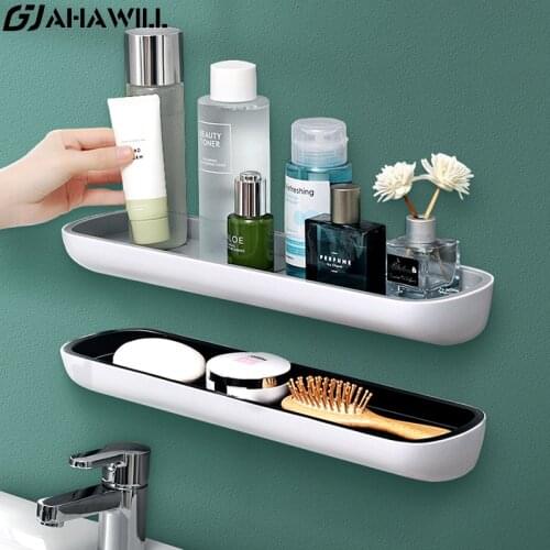 AHAWILL Wall-Mounted Bathroom Shelf with Towel Bar Shampoo Cosmetic Shower Rack Kitchen Organizer Bathroom Accessories Sets