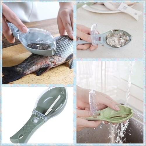 New Fish Skin Brush Scraping Fishing Scale Brush Graters Fast Remove Fish knife Cleaning Peeler Scaler Scraper With Knife Device