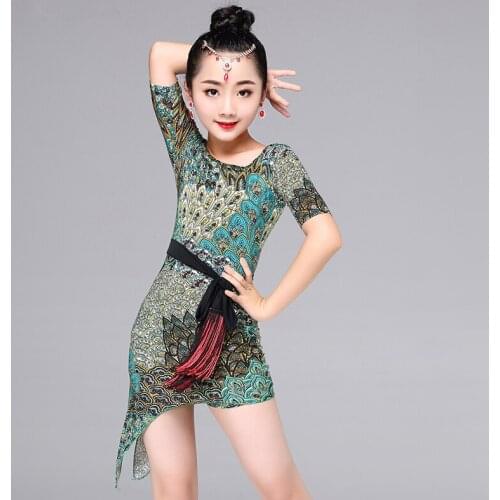 New childrens Latin dance skirts, childrens dance girls' performance costumes, performance exercises