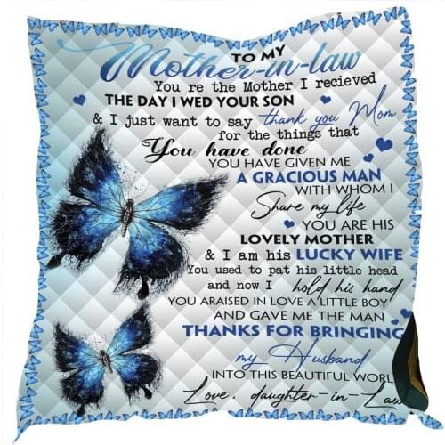 Quilt To My Mom Letter Printed Ultra Soft Lightweight Comforter Inspirational Throw Blanket Hugs Positive Energy Caring Gift