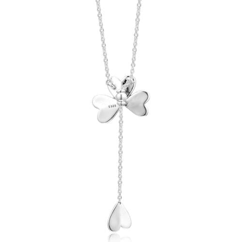 Necklace Silver 925 Sterling Jewelry Lucky Four Leaf Clover Necklaces for women gift free shipping N095