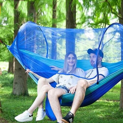 Outdoor Camping Hammock with Mosquito Net 1-2 Person Portable Hanging Bed Quick Open Air Swing Tent Bed Sleeping Bag Hammock