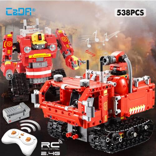 Cada RC Technical defensor robot car 2 Model Building Blocks military police City Fire vehicle bricks toys for kids