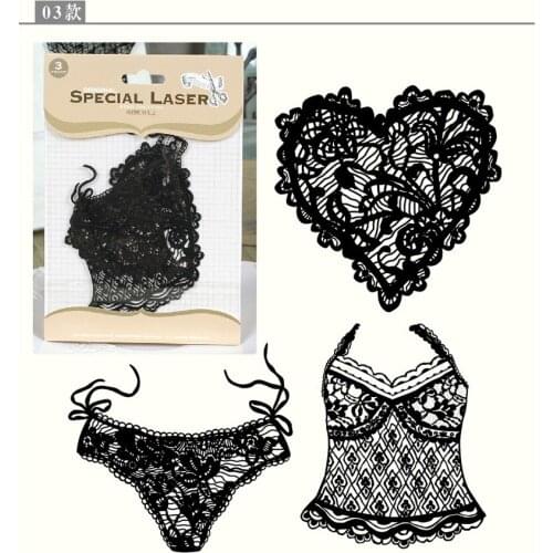 DIY Creative Paper CuttingFlocking BirdsBlack Lingerie Lace Skirt CupLove Dragonflies Butterflies Paper Art Sculpture SSL