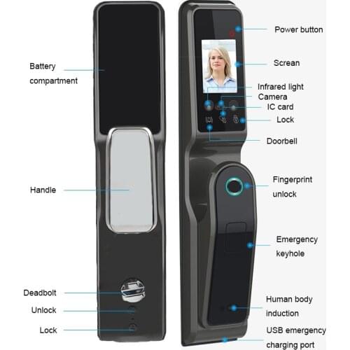 Doubwin Smart Full-Automatic Wifi APP Face ID Palmprint Smart Biometric Fingerprint WIFI Lock Key Card Smart Door Lock