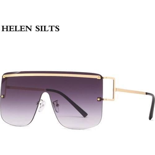 Oversized One piece Sunglasses Women Fashion Rimless Goggles Sunglasses Men Vintage Gray Sunshade Lady Eyewear UV400 Gafas H198