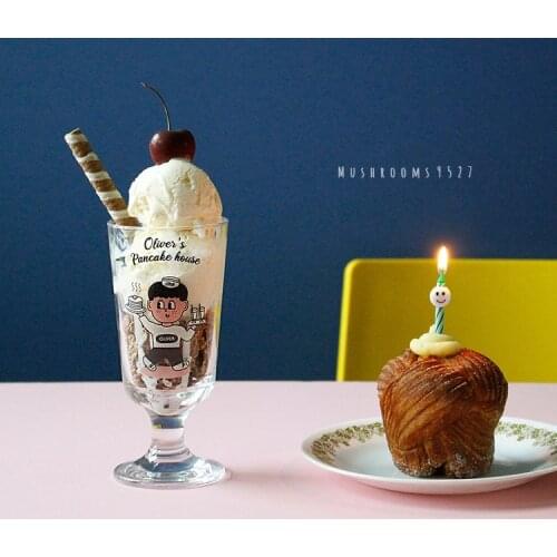 Korean Style Retro Illustration Champagne Glass Tall Water Cup Cute Couple Milkshake Juice Cold Drink Cup 280ml