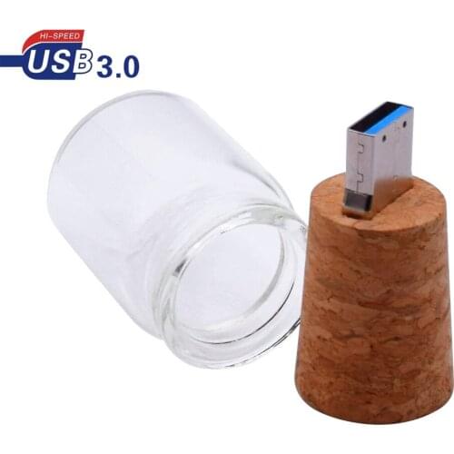 USB 3.0 Glass Drift Bottle with Cork High Speed USB Flash Drive Glass Bottle Pendrive 4GB 8GB 16GB 32GB 64GB Wedding Best Gift